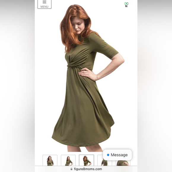 Boob Design Maternity Nursing Twist Short Sleeved Dress Forest Green Size Small - Picture 3 of 12